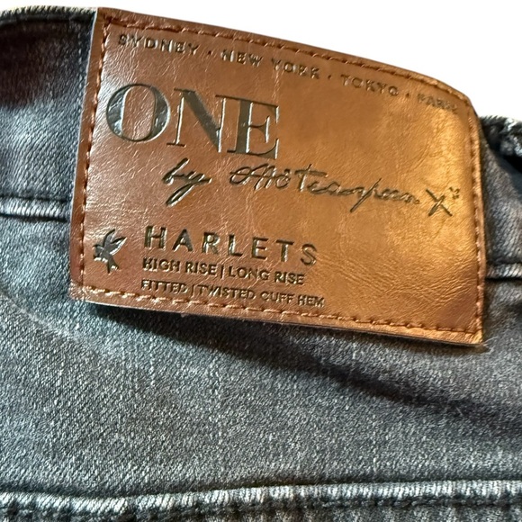 One Teaspoon Harlets Black High Rise Long Rise Fitted Twisted Cuff Hem Size 30 - Picture 3 of 9